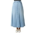 thumbnail image 1 of MeMoi Women's Flared 4-Panel Lyocell Denim Maxi Skirt - Womens - Female (L, Medium Wash), 1 of 6
