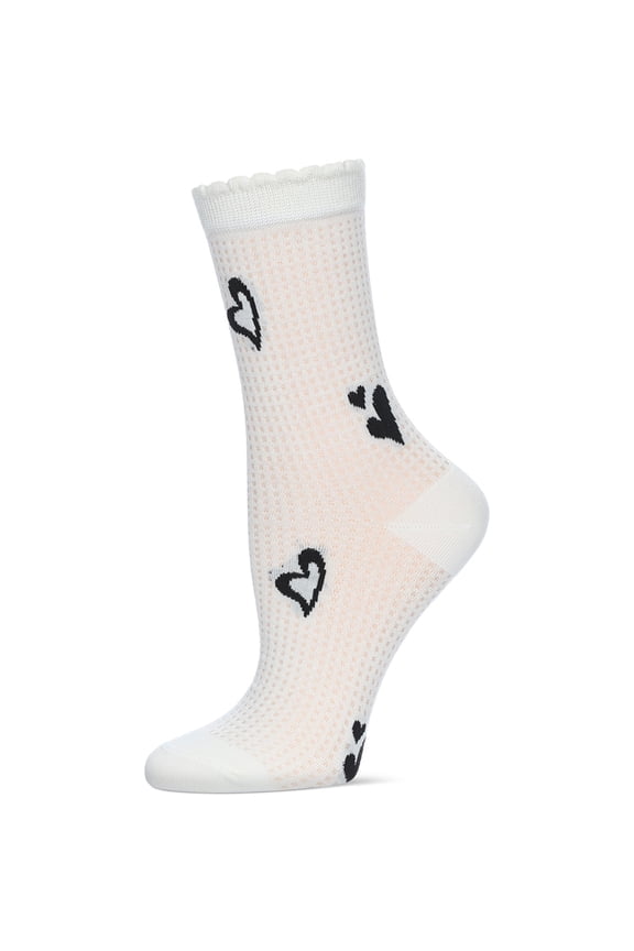 Women's Floating Hearts Crew Socks - Womens - Female, 9-11, Cream