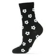 thumbnail image 1 of MeMoi Women's Flocked Contrast Cotton Blend Floral Crew Sock - Womens - Female, 9-11, Ivory, 1 of 3