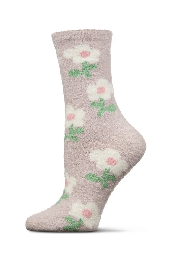 Women's Flower Aloe Infused Crew Socks - Womens - Female, 9-11, Ivory
