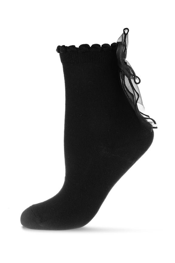 Women's Flowing Ribbon Back Scalloped Edge Crew Socks - Womens - Female, 9-11, White