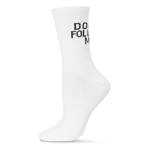 MeMoi Women's Funny Don't Follow Me Cotton Blend Crew Sock - Womens - Female, 9-11, White