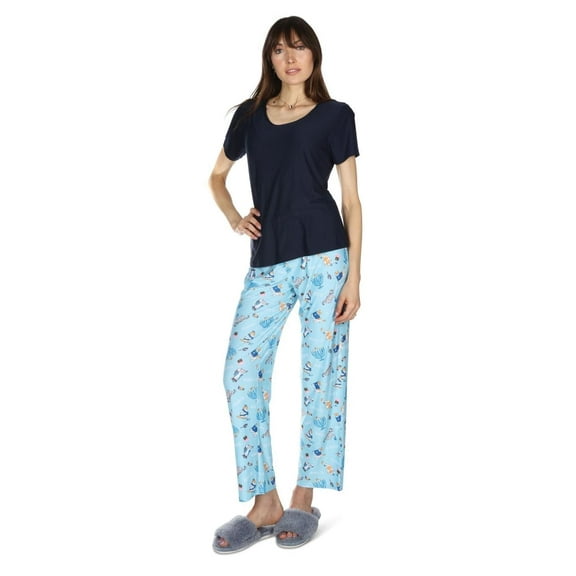 MeMoi Women's Hanukcat Two-Piece PJ Set in a Bag - Womens - Female, S, Blue Frost