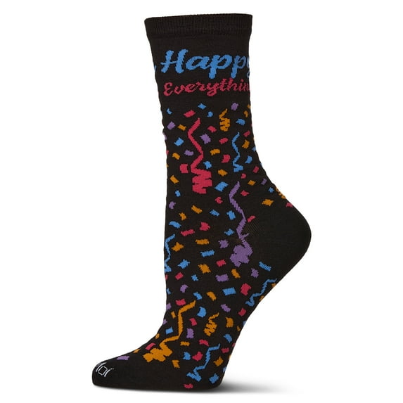 MeMoi Women's "Happy Everything" Rayon from Bamboo Blend Crew Socks - Womens - Female, 9-11, Black