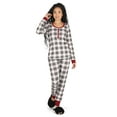 thumbnail image 1 of MeMoi Women's Henley Plaid Cotton Blend Pajama Set - Womens - Female, 1 of 8