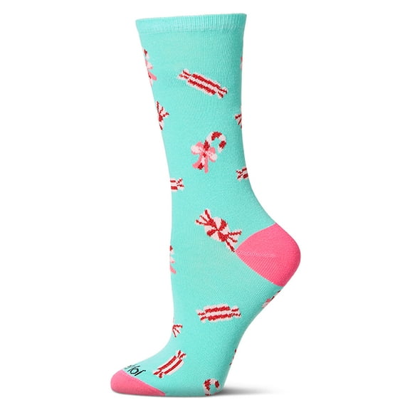 MeMoi Women's "Holiday Candy" Christmas Novelty Crew Sock - Womens - Female, 9-11, Seafoam