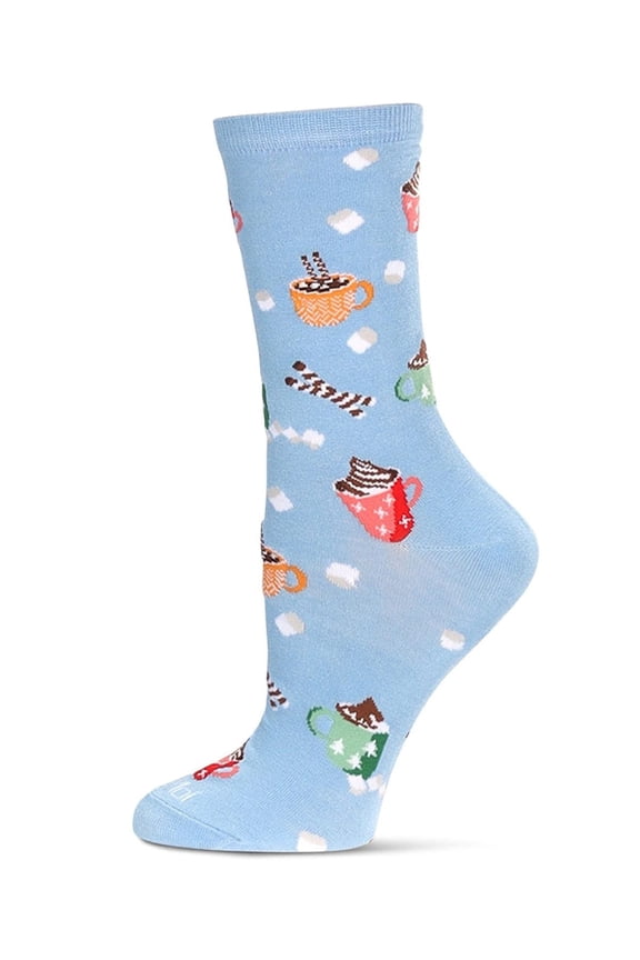 Women's Hot Cocoa Bamboo Crew Socks - Womens - Female, 9-11, Light Blue