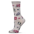 thumbnail image 1 of MeMoi Women's It's Owl Good Rayon From Bamboo Crew Socks - Womens - Female, 9-11, Ivory Heather, 1 of 3