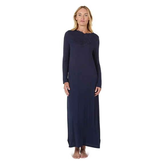 MeMoi Women's Lace Trimmed Night Gown - Womens - Female, S, Navy