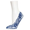 thumbnail image 1 of MeMoi Women's Lacy Floral No Show Liner Socks - Womens - Female, One Size, Indigo, 1 of 2