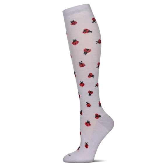 Wellfit Women's Ladybugs Bamboo Blend 8-15mmHg Graduated Compression Socks, 9-11, Lavender