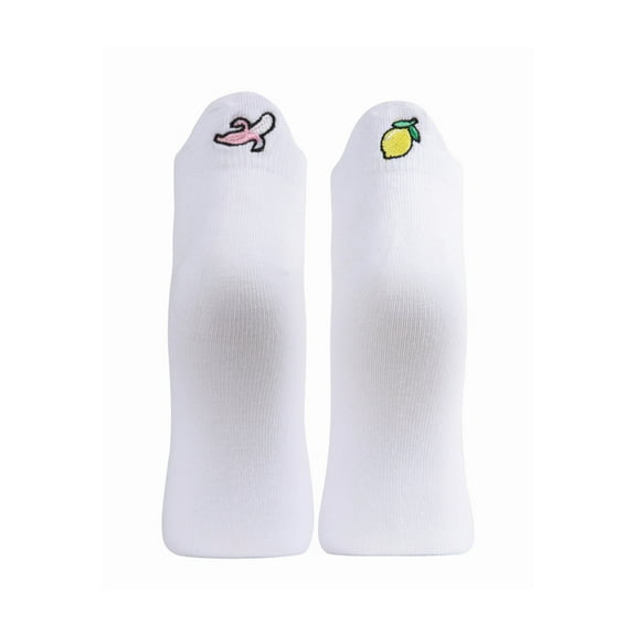 MeMoi Women's Lemon & Banana Low-Cut Tab Socks - Womens - Female, 9-11, White