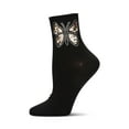 thumbnail image 1 of MeMoi Women's Leopard Butterfly Rhinestone Crew Socks - Womens - Female, 9-11, Black, 1 of 1