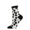 thumbnail image 1 of MeMoi Women's Leopard Mono Fine Net Semi-Sheer Anklet Sock - Womens - Female, 9-11, Black, 1 of 6