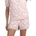 thumbnail image 1 of MeMoi Women's Leopard Print Soft Cozy Knit Lounge Shorts - Womens - Female (L-XL, Pink-Ivory), 1 of 3