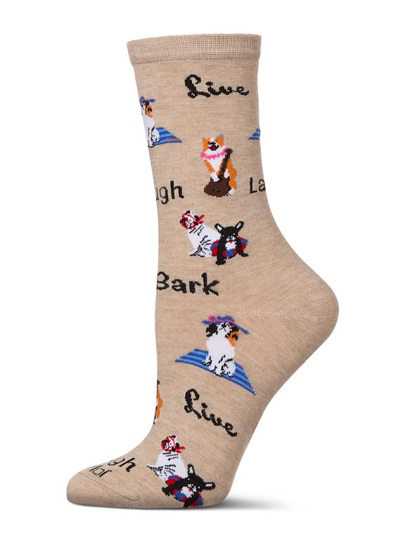 Women's Live Laugh Bark Rayon From Bamboo Crew Socks - Womens - Female, 9-11, Hemp Heather