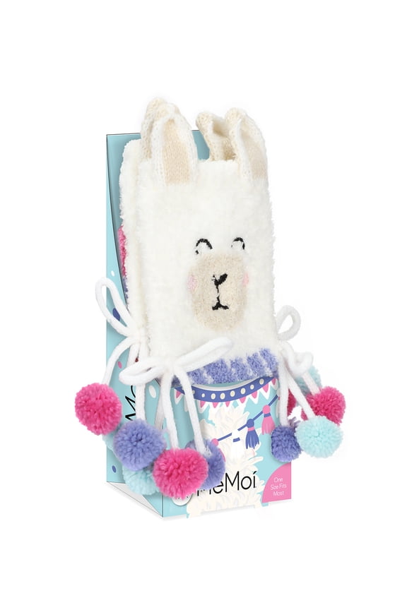 Women's Llama Embellished Critter Plush Crew Socks - Womens - Female, One Size, Ivory