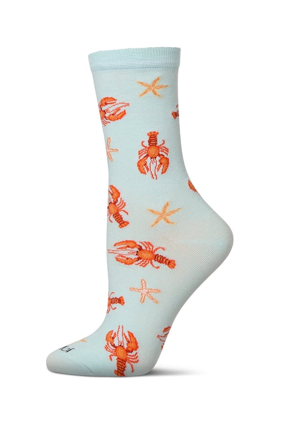 Women's Lobsters Rayon From Bamboo Crew Socks - Womens - Female, 9-11, Aqua