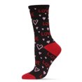 thumbnail image 1 of MeMoi Women's Love and Hearts Bamboo Blend Crew Socks - Womens - Female, 9-11, Black, 1 of 6
