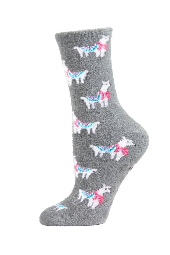 Women's Loveable Llama Cozy Crew Socks - Womens - Female, One Size, Steel Gray