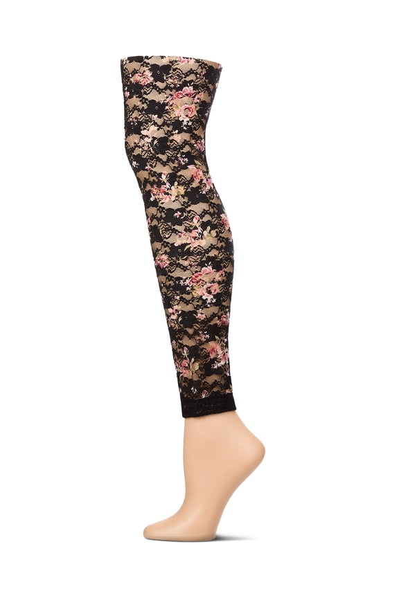 Women's Luxe Floral Lace Leggings - Womens - Female (M-L, Black)