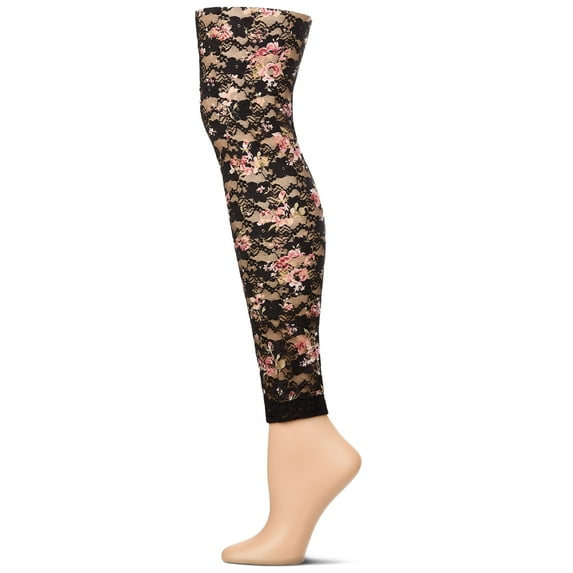 MeMoi Women's Luxe Floral Lace Leggings - Womens - Female (M-L, Black)