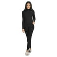 thumbnail image 1 of MeMoi Women's Luxe Ribbed Long Sleeve Top and Pants Set - Womens - Female, S, Black, 1 of 8