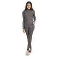 thumbnail image 1 of MeMoi Women's Luxe Ribbed Long Sleeve Top and Pants Set - Womens - Female (M, Dark Gray), 1 of 7