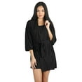 thumbnail image 1 of MeMoi Women's Luxe Ribbed Open-Front Short Robe - Womens - Female (L-XL, Dark Gray), 1 of 7