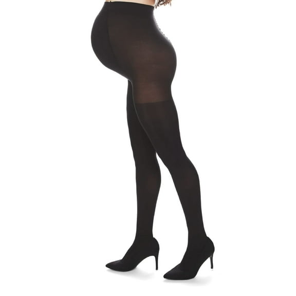MeMoi Women's Maternity Opaque 80-Denier Tummy-Support Comfort Tights, M-L, Black