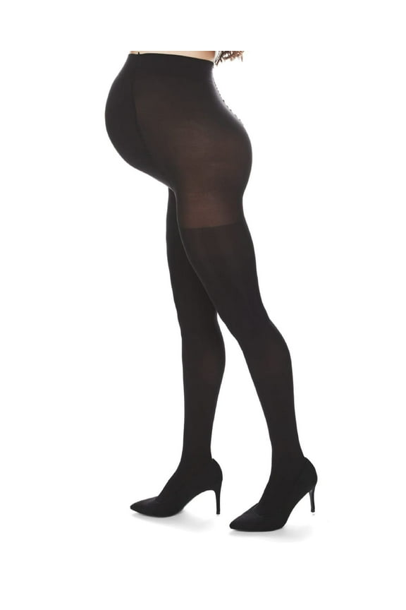 Women's Maternity Opaque 80-Denier Tummy-Support Comfort Tights, M-L, Black