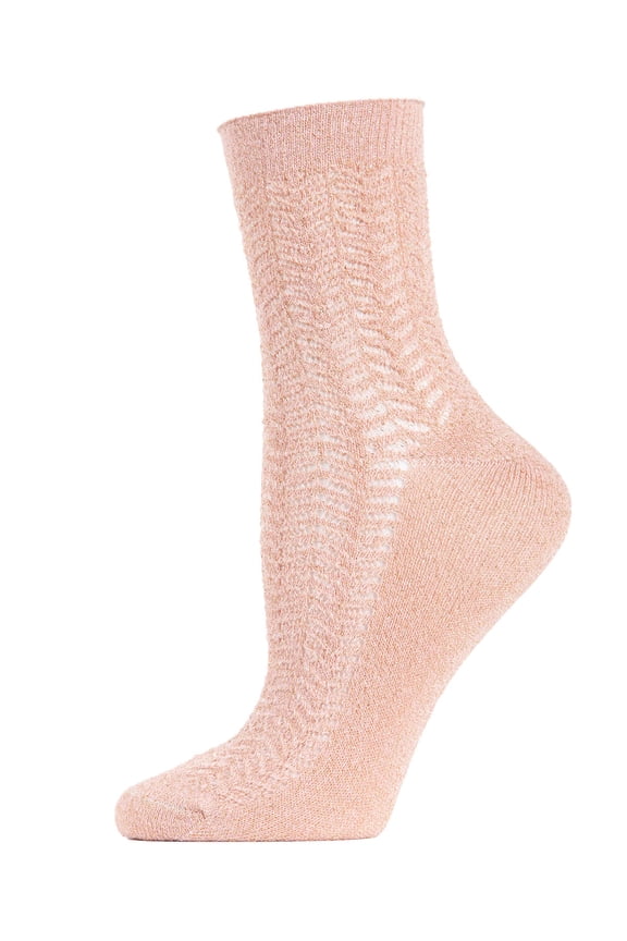 Women's Metallic Ivy Pointelle Cotton Blend Anklet Sock - Womens - Female, One Size, Black