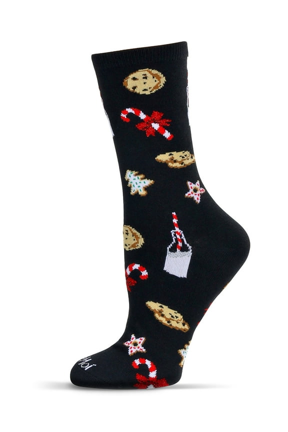 Women's Milk & Cookies Holiday Crew Socks - Womens - Female, 9-11, Black