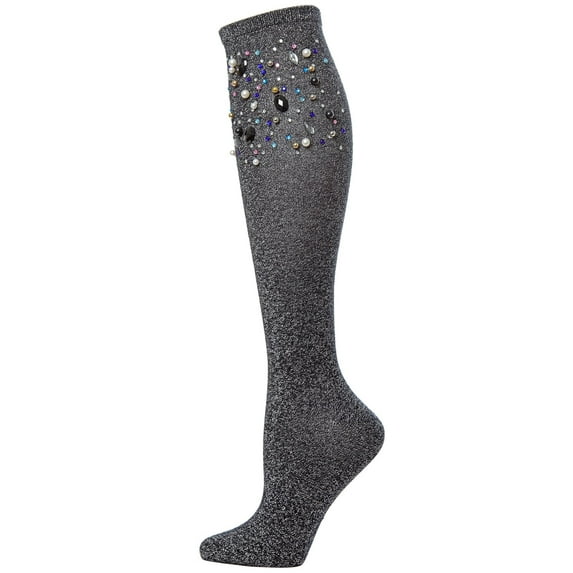 MeMoi Women's Mixed Jewel Shimmer Knee High Socks - Womens - Female, 9-11, Black