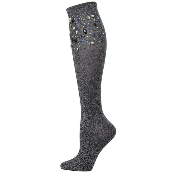 MeMoi Women's Mixed Jewel Shimmer Knee High Socks - Womens - Female, 9-11, Black