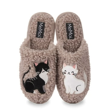 MeMoi Women's More Kittens Meow Hard Bottom Plush Slippers - Womens - Female