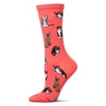 thumbnail image 1 of MeMoi Women's Multi Cat Breed Bamboo Crew Socks - Womens - Female, 9-11, Melon, 1 of 3
