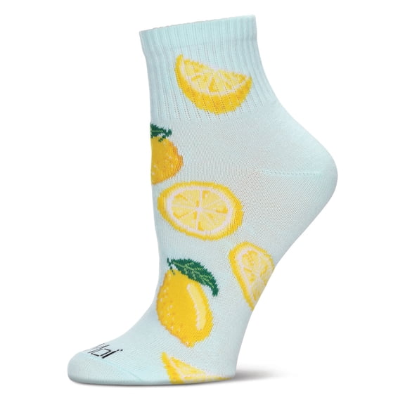 MeMoi Women's Multi-Lemons Athletic Quarter Socks - Womens - Female, 9-11, Mint