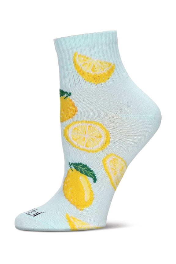 Women's Multi-Lemons Athletic Quarter Socks - Womens - Female, 9-11, Mint