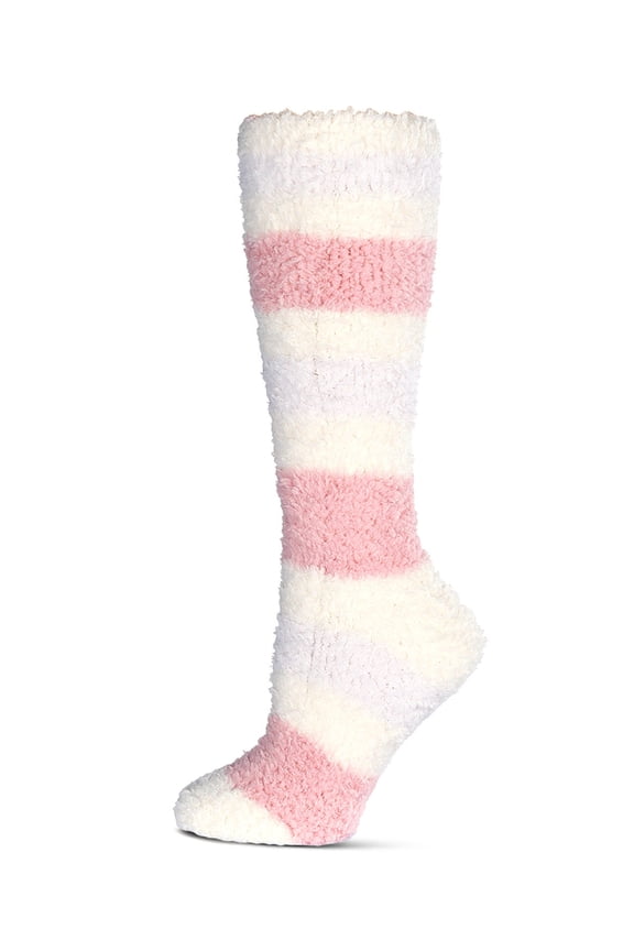 Women's Multi-Stripe Teddy Bear Plush Knee High Socks - Womens - Female, 9-11, Ivory
