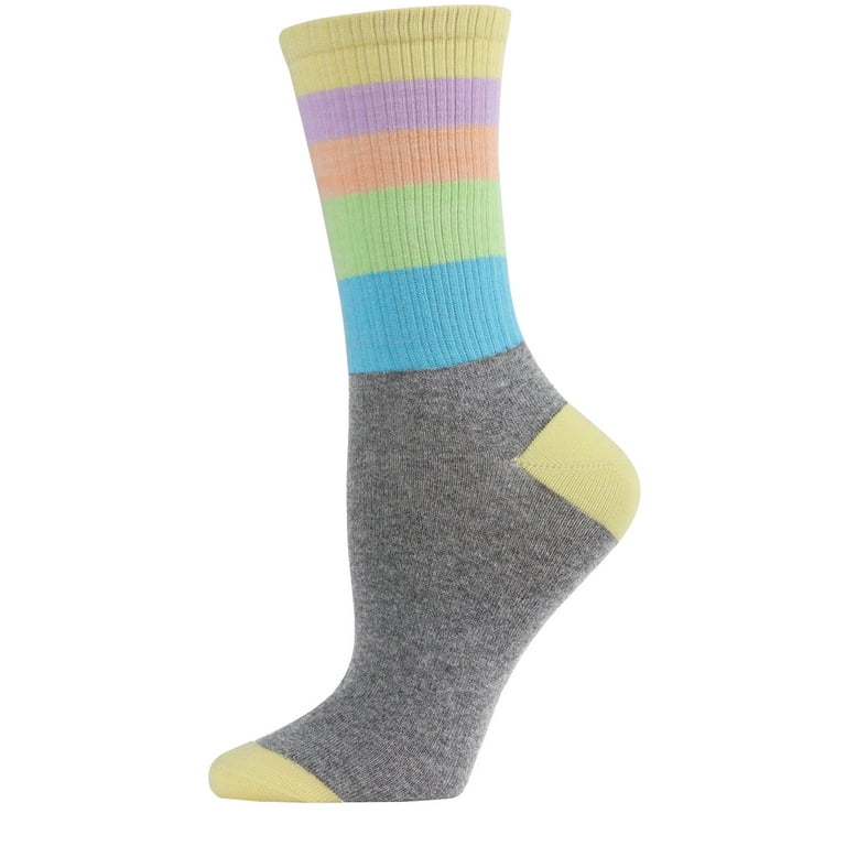 MeMoi Women s Multicolor Pastel Stripe Crew Sock Mens Male