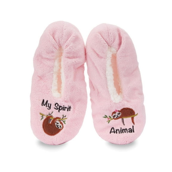 MeMoi Women's My Spirit Animal Sherpa Lined Slippers - Womens - Female (Medium/Large, Blush)