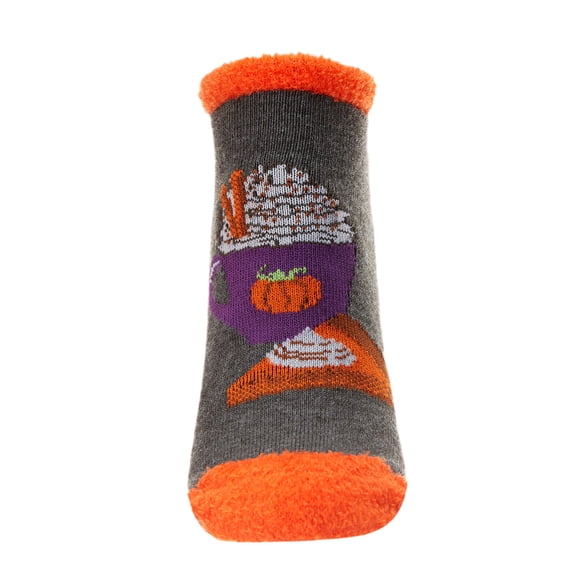 MeMoi Women's Nice As Pumpkin Spice Low-Cut Non-Skid Socks - Womens - Female, 9-11, Dark Gray Heather