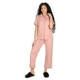 thumbnail image 1 of MeMoi Women's Notch Collar Capri Cotton Blend Pajama Set - Womens - Female, XS, Misty Rose, 1 of 12