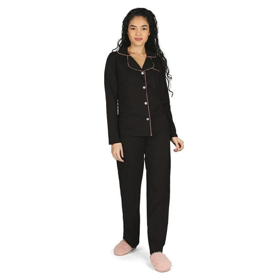 MeMoi Women's Notch Collar Cotton Blend Pant Pajama Set - Womens - Female
