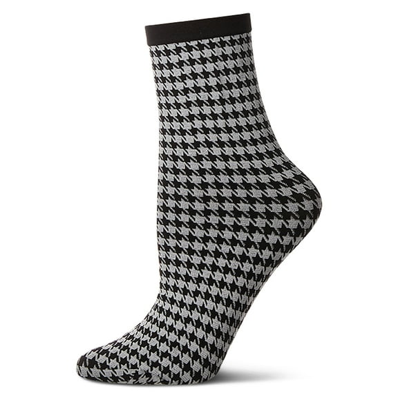 MeMoi Women's Opaque Houndstooth Crew Sock - Womens - Female, One Size, Black