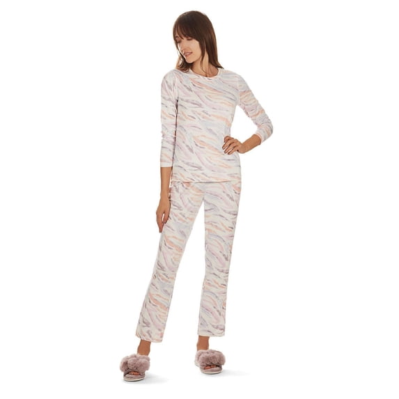MeMoi Women's Pastel Zebra Long Sleeve Pajama Set - Womens - Female