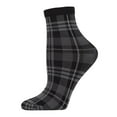 thumbnail image 1 of MeMoi Women's Perfect Plaid Stretch Anklet Sock - Womens - Female, One Size, Black-Gray, 1 of 7