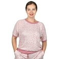 thumbnail image 1 of MeMoi Women's Pink Leopard Print Short Sleeve Sweatshirt - Womens - Female (L, Pink), 1 of 6