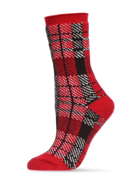 Women's Plaid Buttersoft Cozy Crew Socks - Womens - Female, 9-11, Red